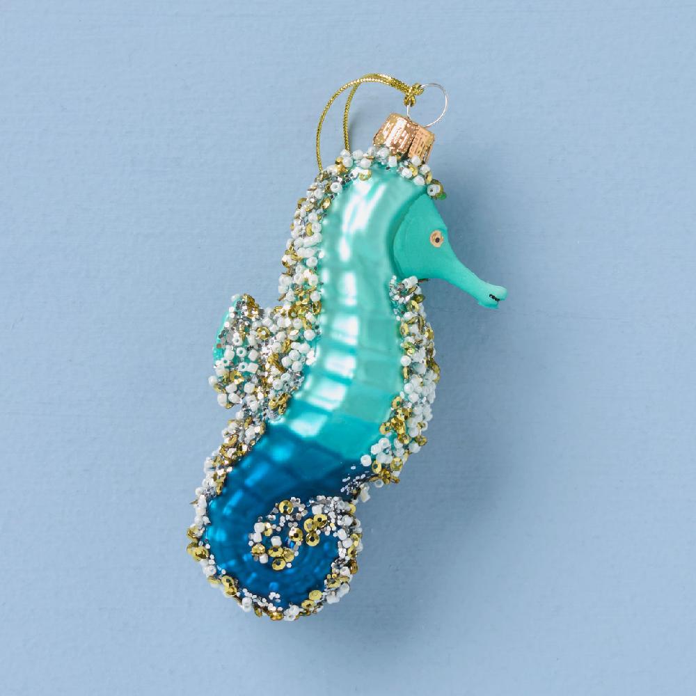 reed & barton Blown Glass Sea Horse Ornament