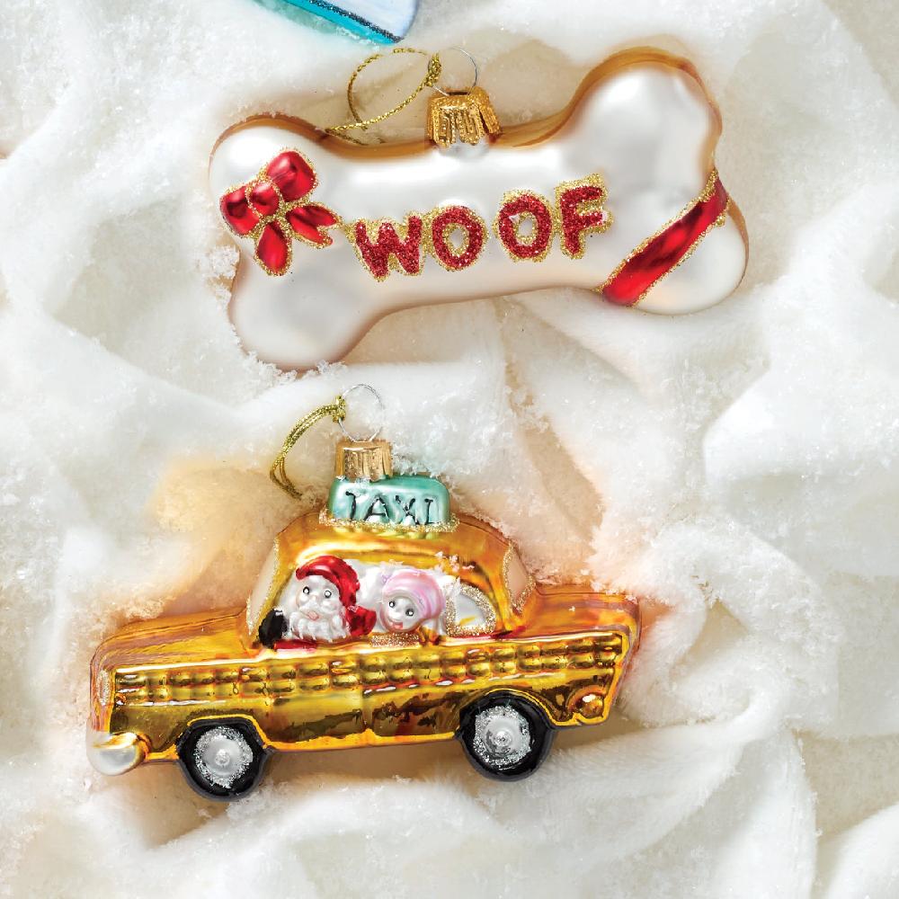 Reed & Barton Blown Glass Taxi Ornament