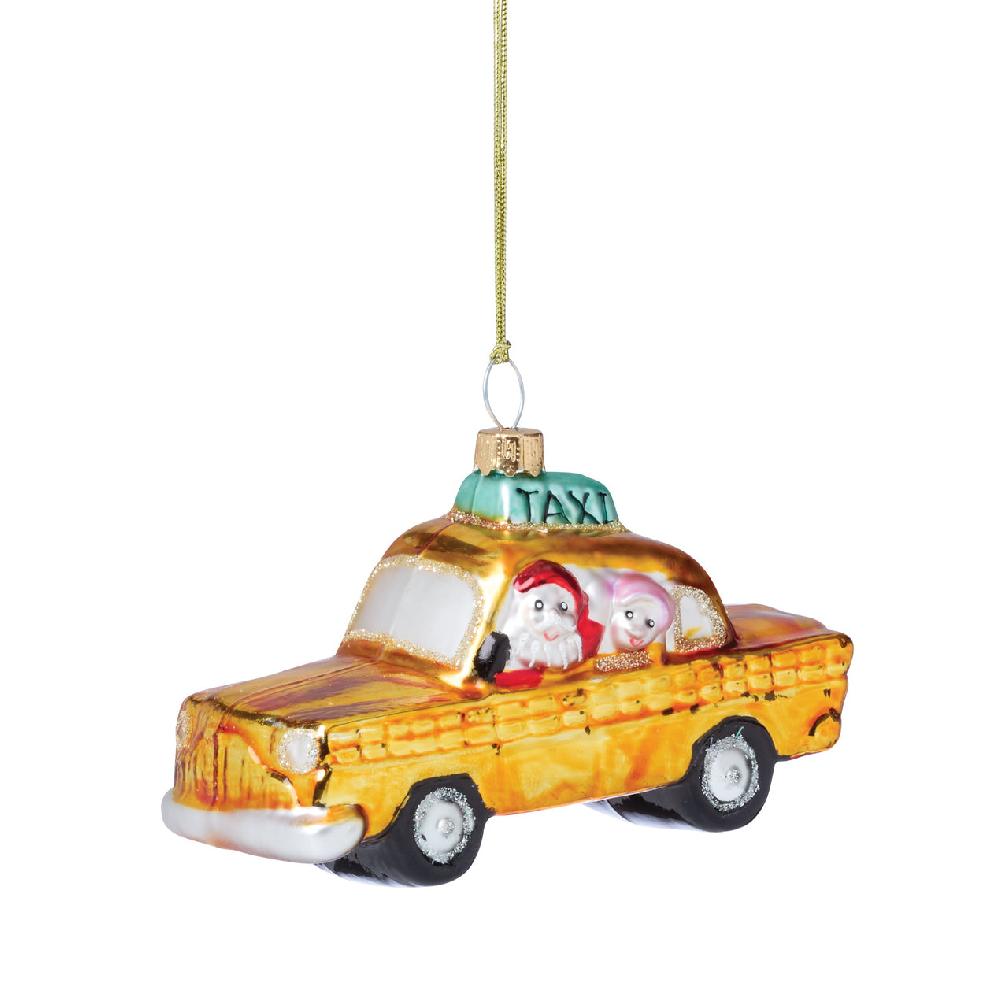 Reed & Barton Blown Glass Taxi Ornament