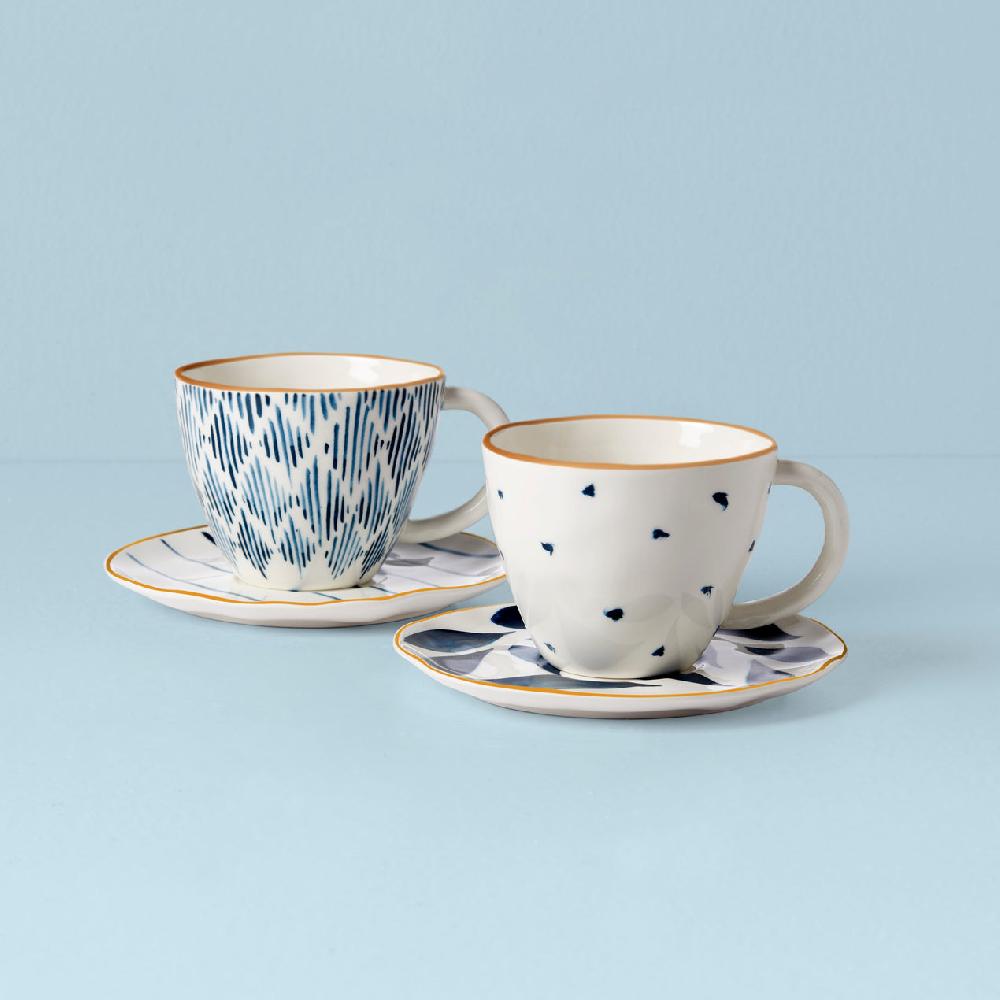 reed & barton Blue Bay 4-Piece Teacup & Saucer Set