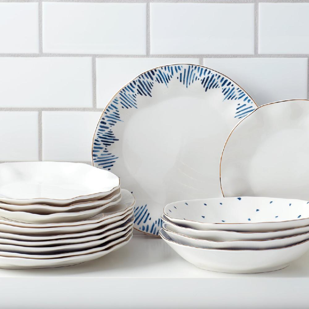 Reed & Barton Blue Bay White Dinner Plates - Set Of 4