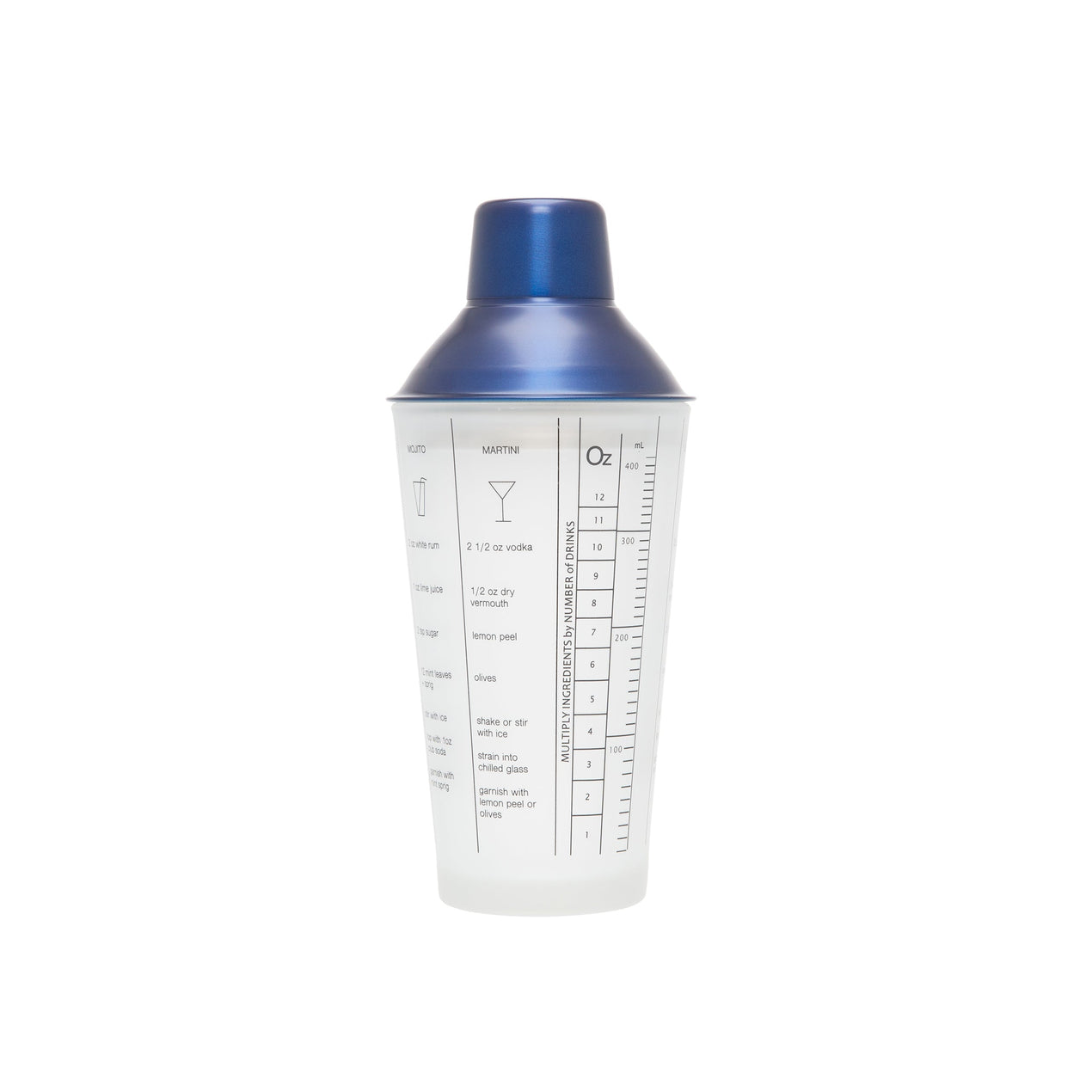 reed & barton Brushed Blue Glass Recipe Shaker