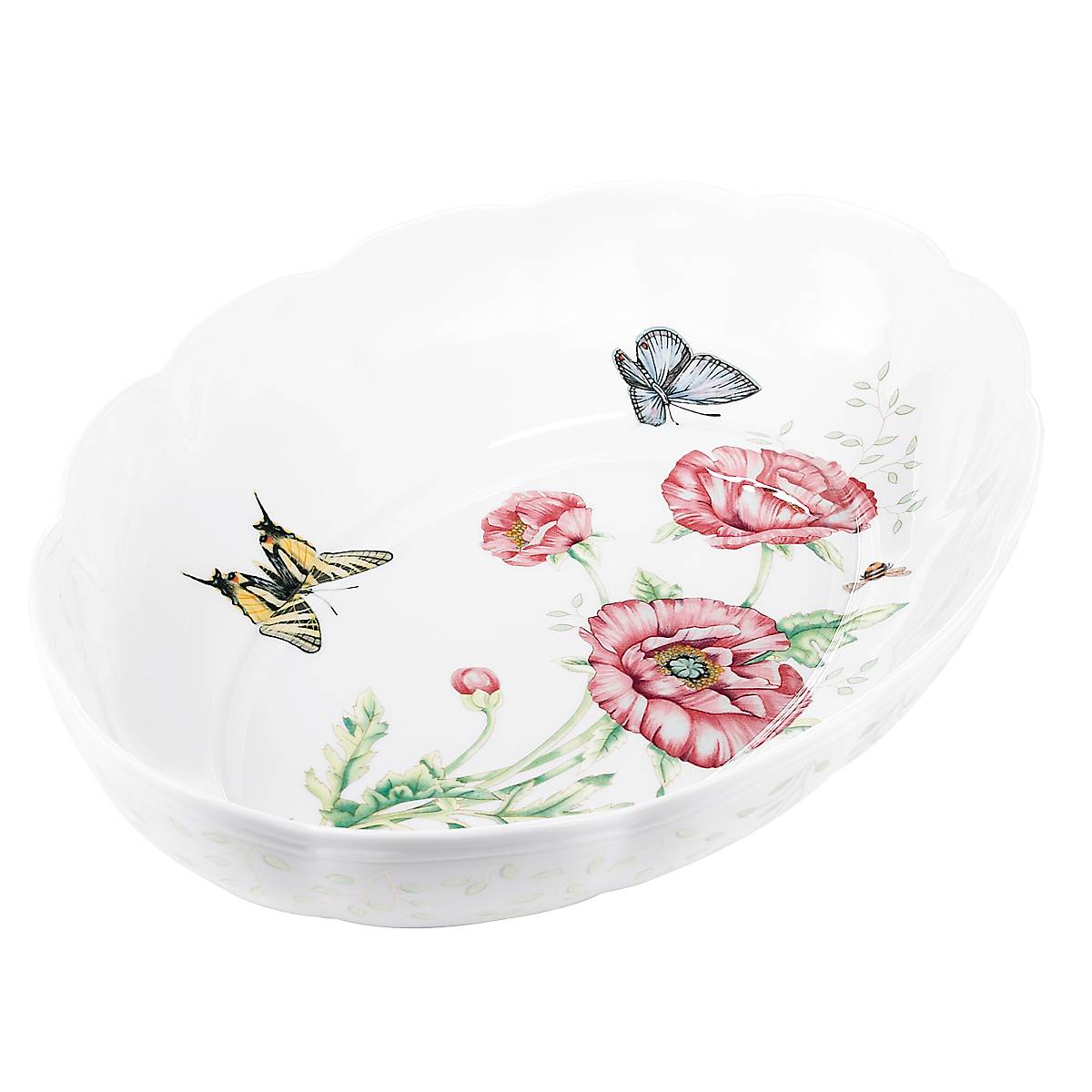 Reed & Barton Butterfly Meadow Scalloped Oval Baker