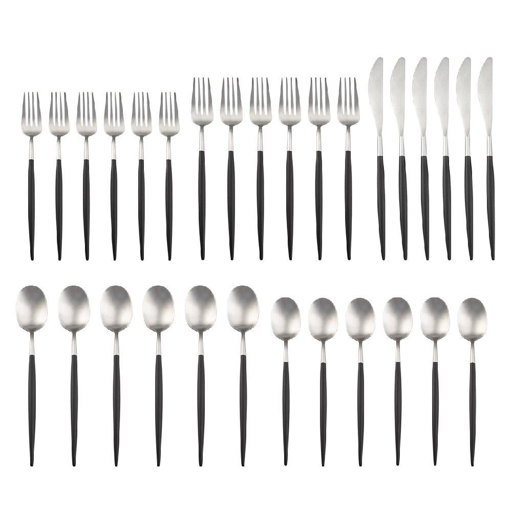 Reed & Barton Evora Satin Black-Handle 30-Piece Set