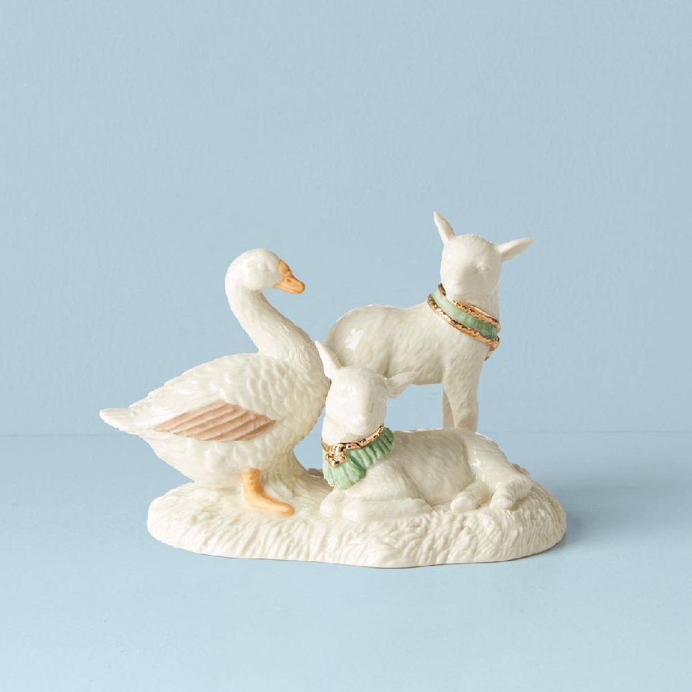 reed & barton First Blessing Goose & Lambs Figurine