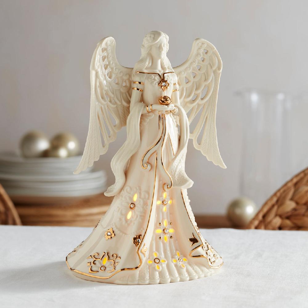 Reed & Barton Florentine & Pearl Lit Angel Figurine