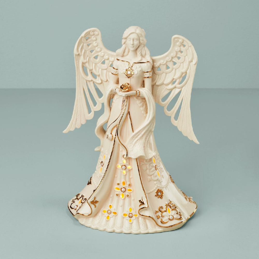 reed & barton Florentine & Pearl Lit Angel Figurine