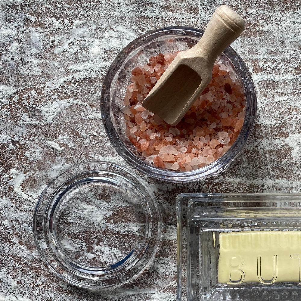 Reed & Barton Glass Salt Pot With Scoop