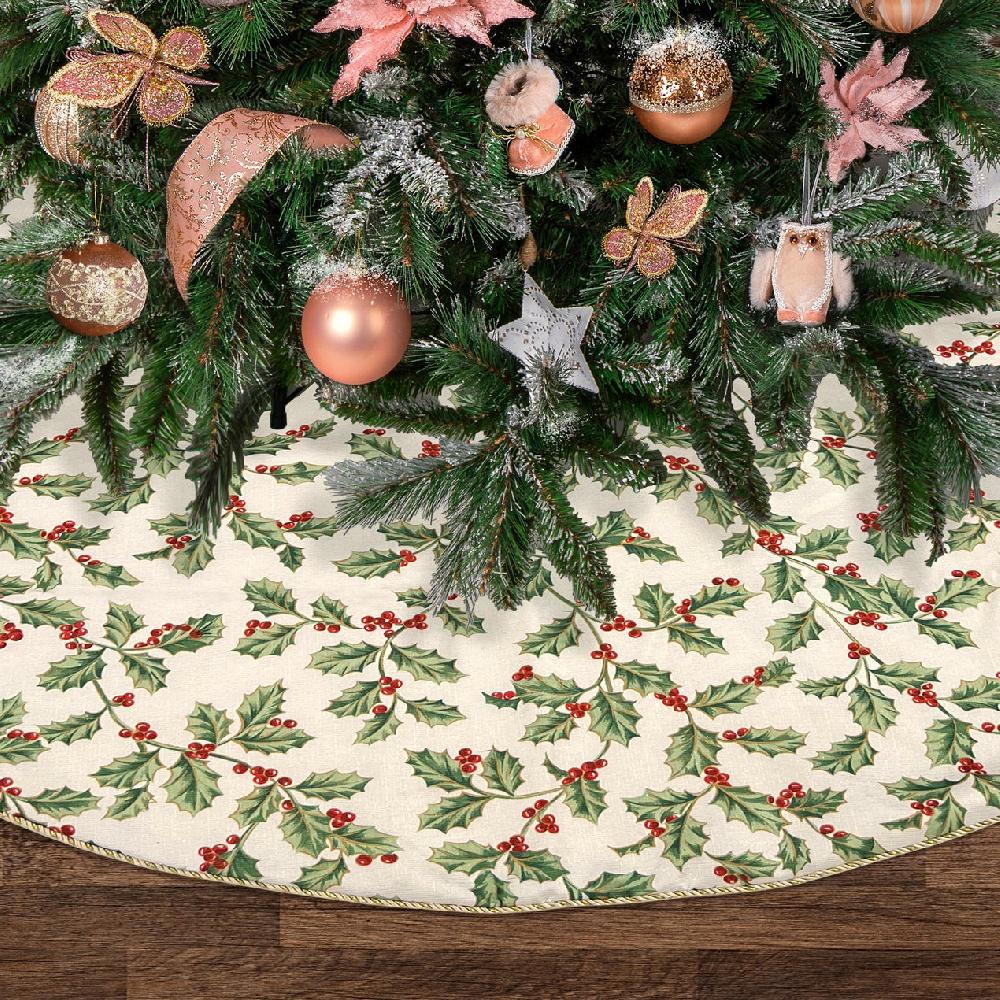 Reed & Barton Golden Holly Holiday Tree Skirt