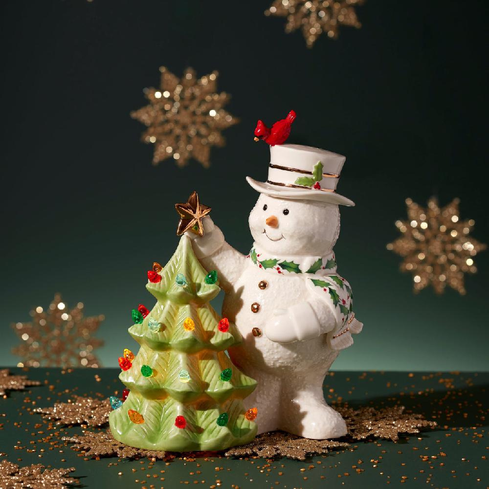 Reed & Barton Happy Holly Days Snowman Lit Figurine