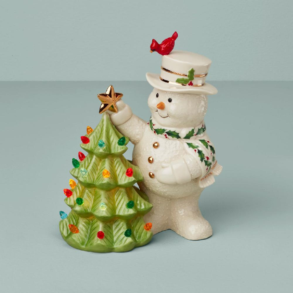 reed & barton Happy Holly Days Snowman Lit Figurine