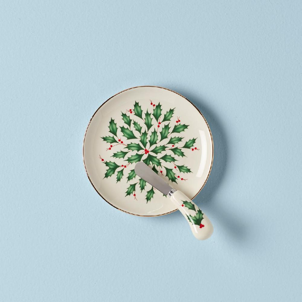 reed & barton Holiday Cheese Plate & Knife Set