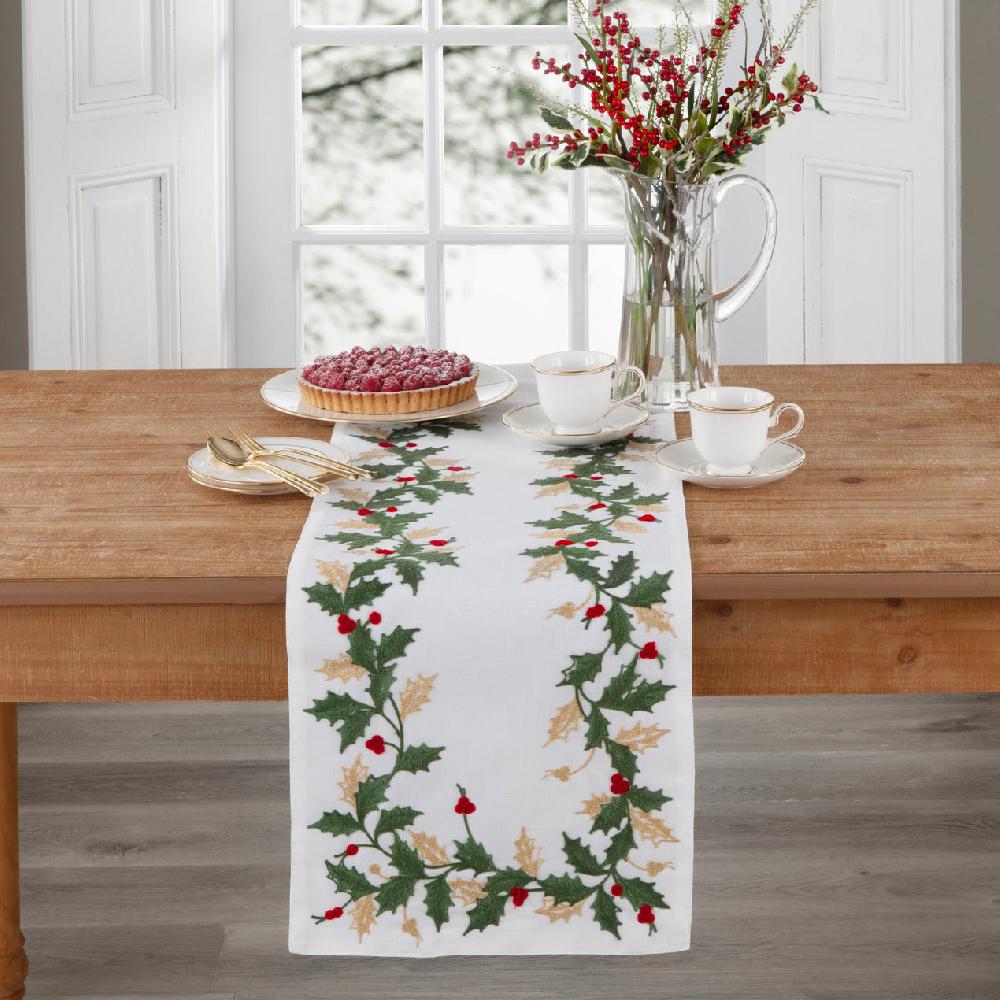 Reed & Barton Holiday Embroidered 14X70 Table Runner