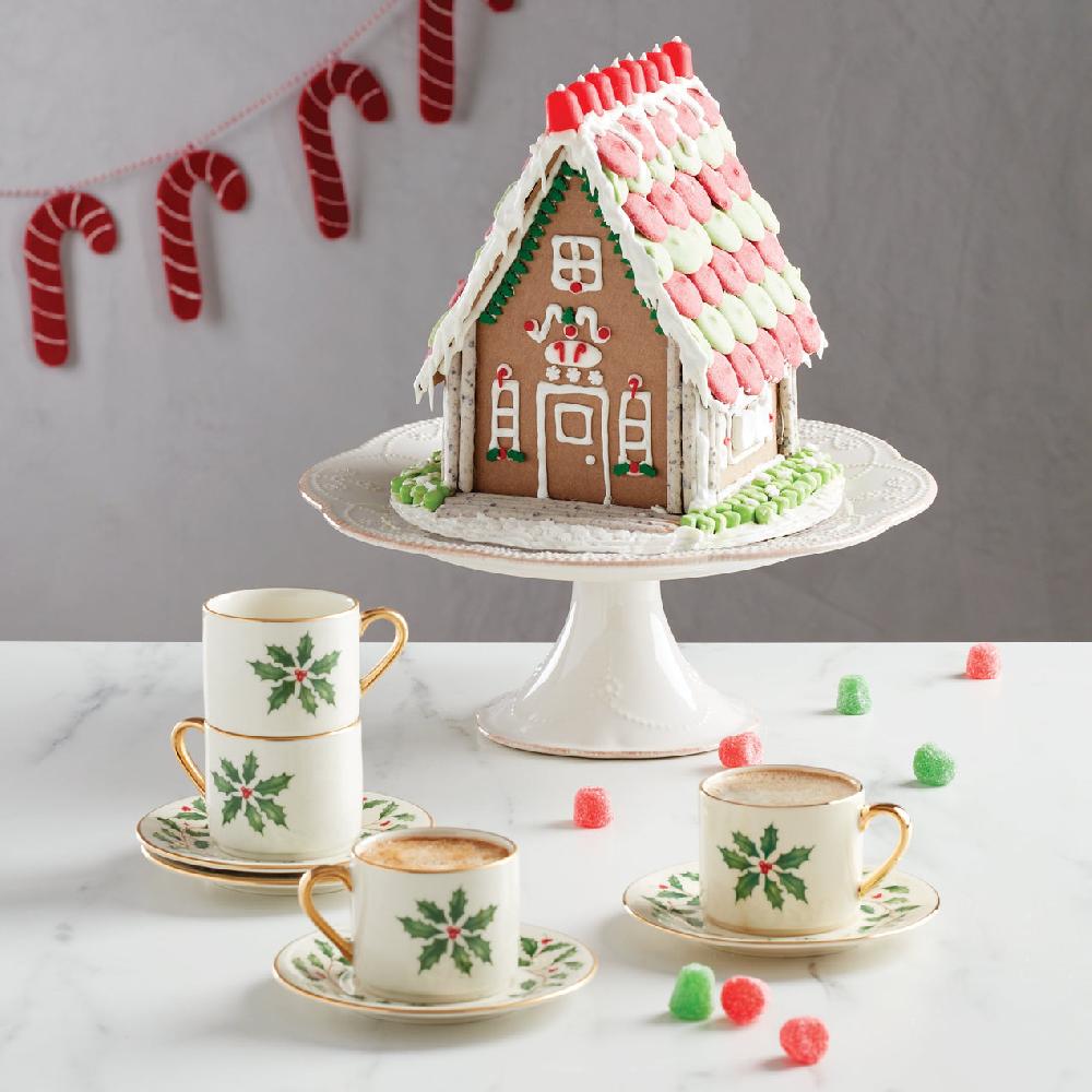 Reed & Barton Holiday Espresso Cup & Saucer - Set Of 4