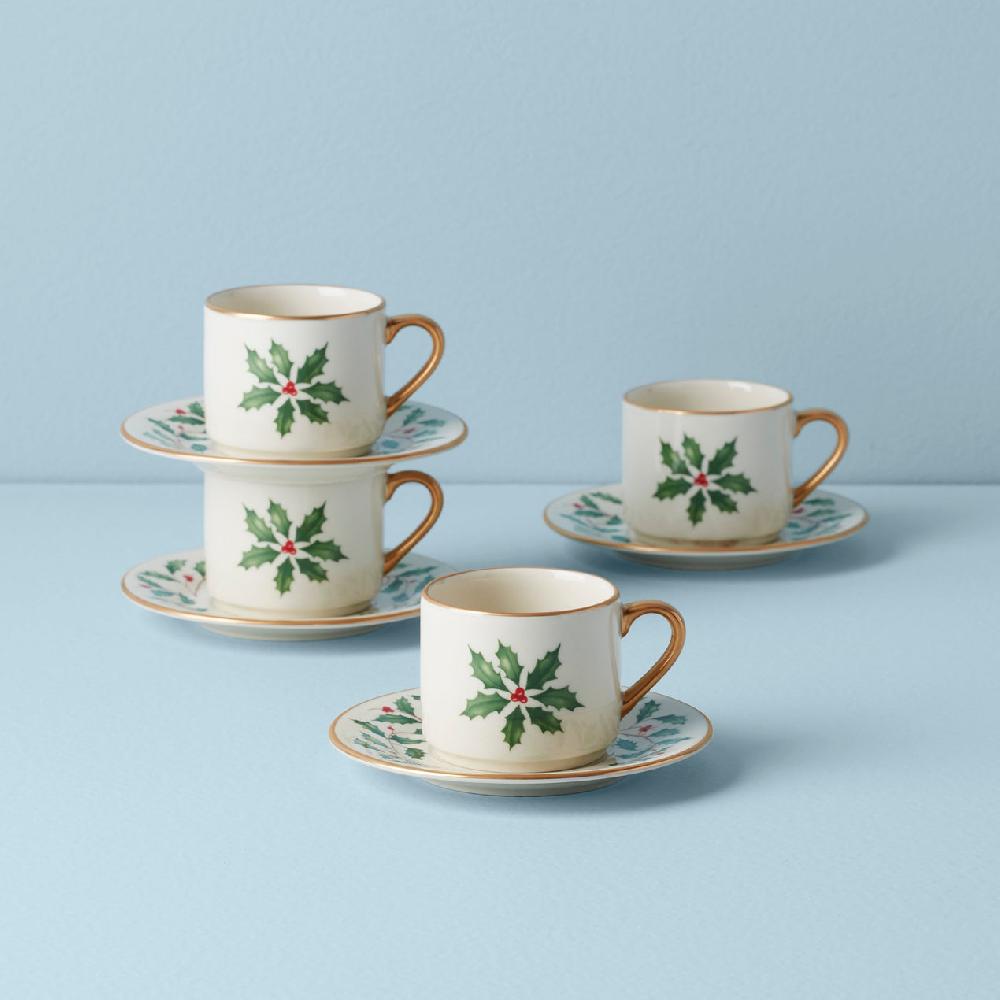 reed & barton Holiday Espresso Cup & Saucer - Set of 4
