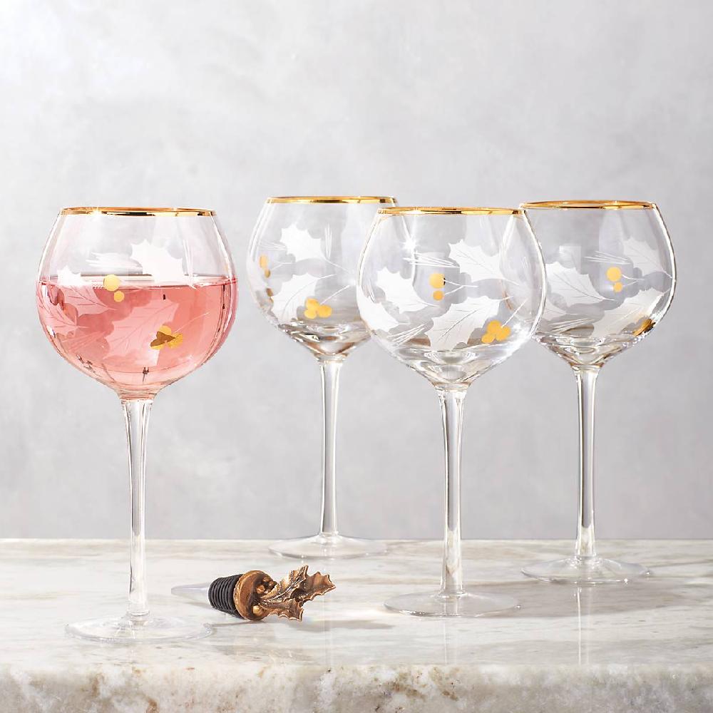 Reed & Barton Holiday Gold Balloon Glasses - Set Of 4