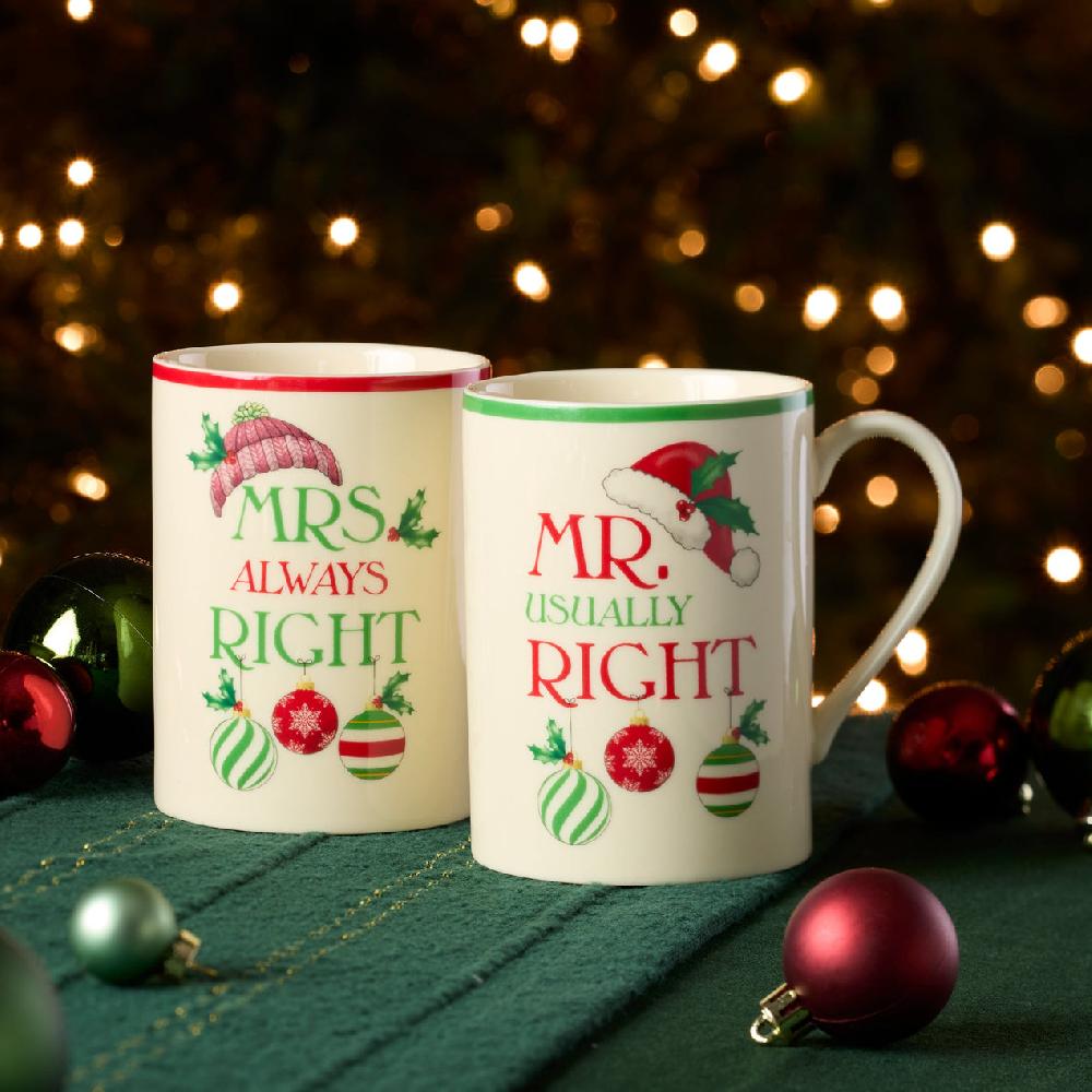 Reed & Barton Holiday Mr. & Mrs. Mugs - Set Of 2