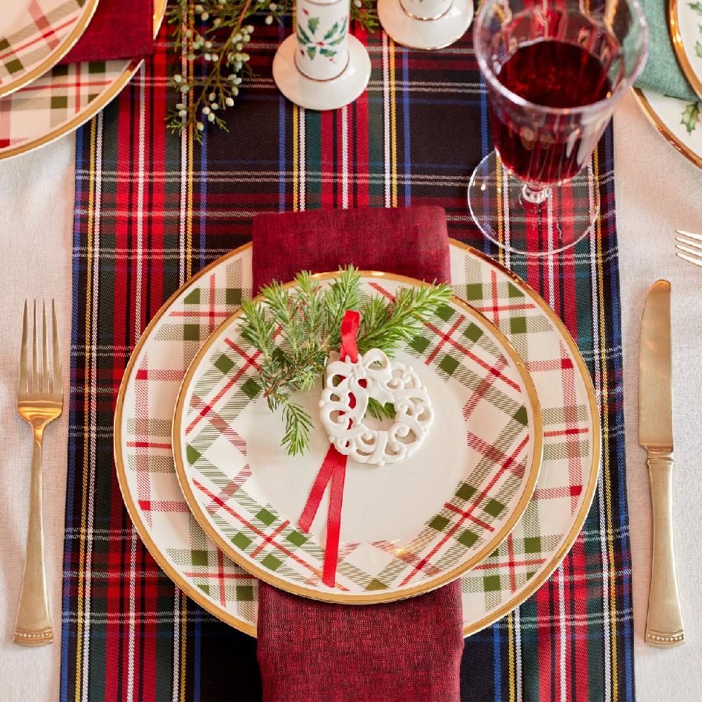 Reed & Barton Holiday Plaid 12-Piece Dinnerware Set