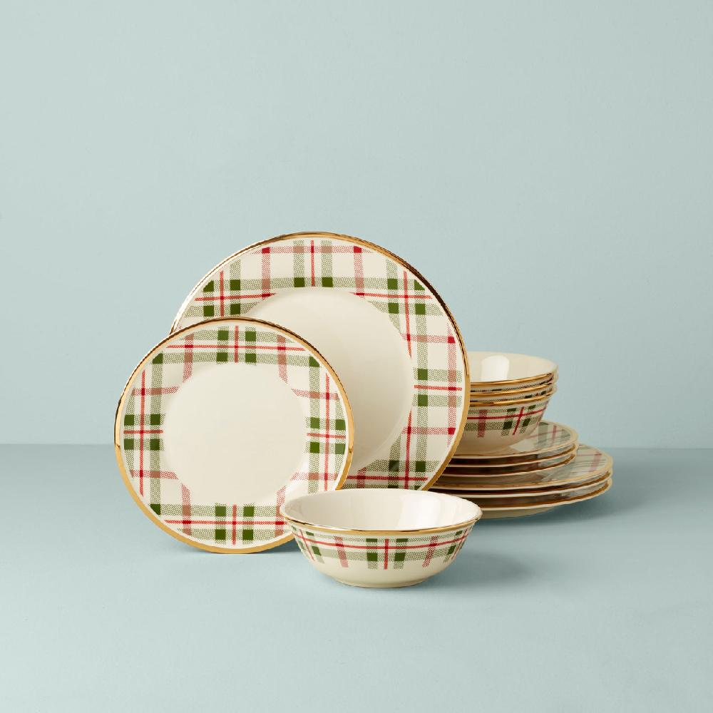 reed & barton Holiday Plaid 12-Piece Dinnerware Set