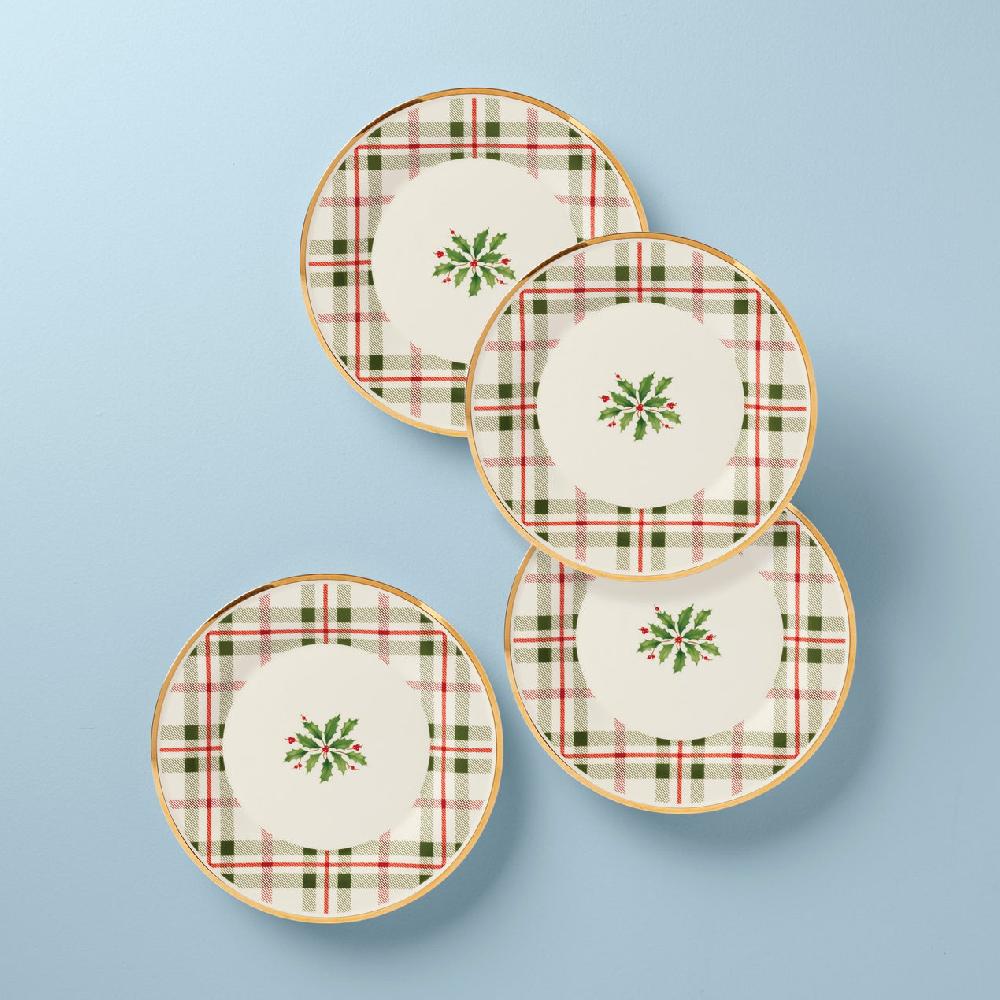 reed & barton Holiday Plaid Accent Plates - Set of 4