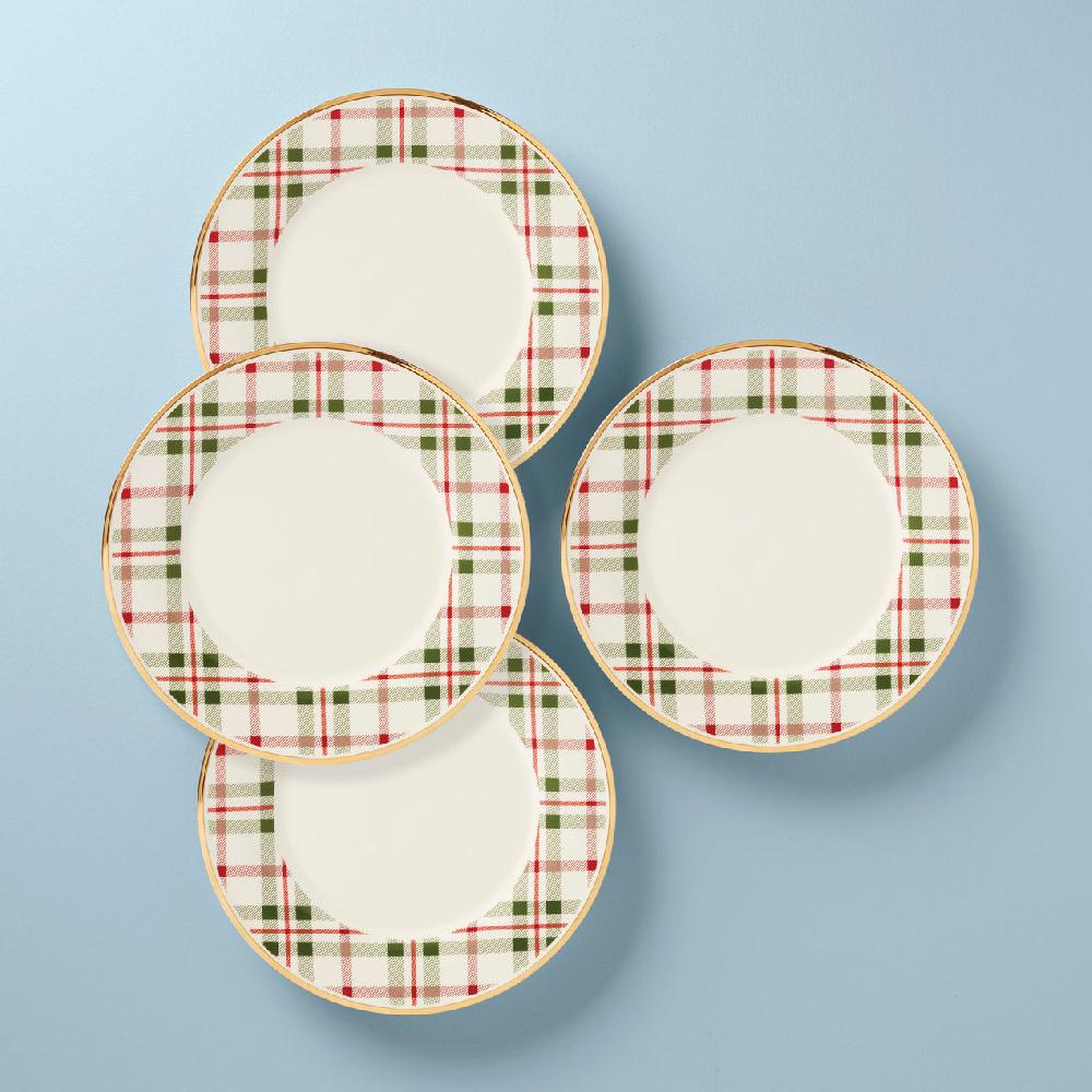 reed & barton Holiday Plaid Dinner Plates - Set of 4