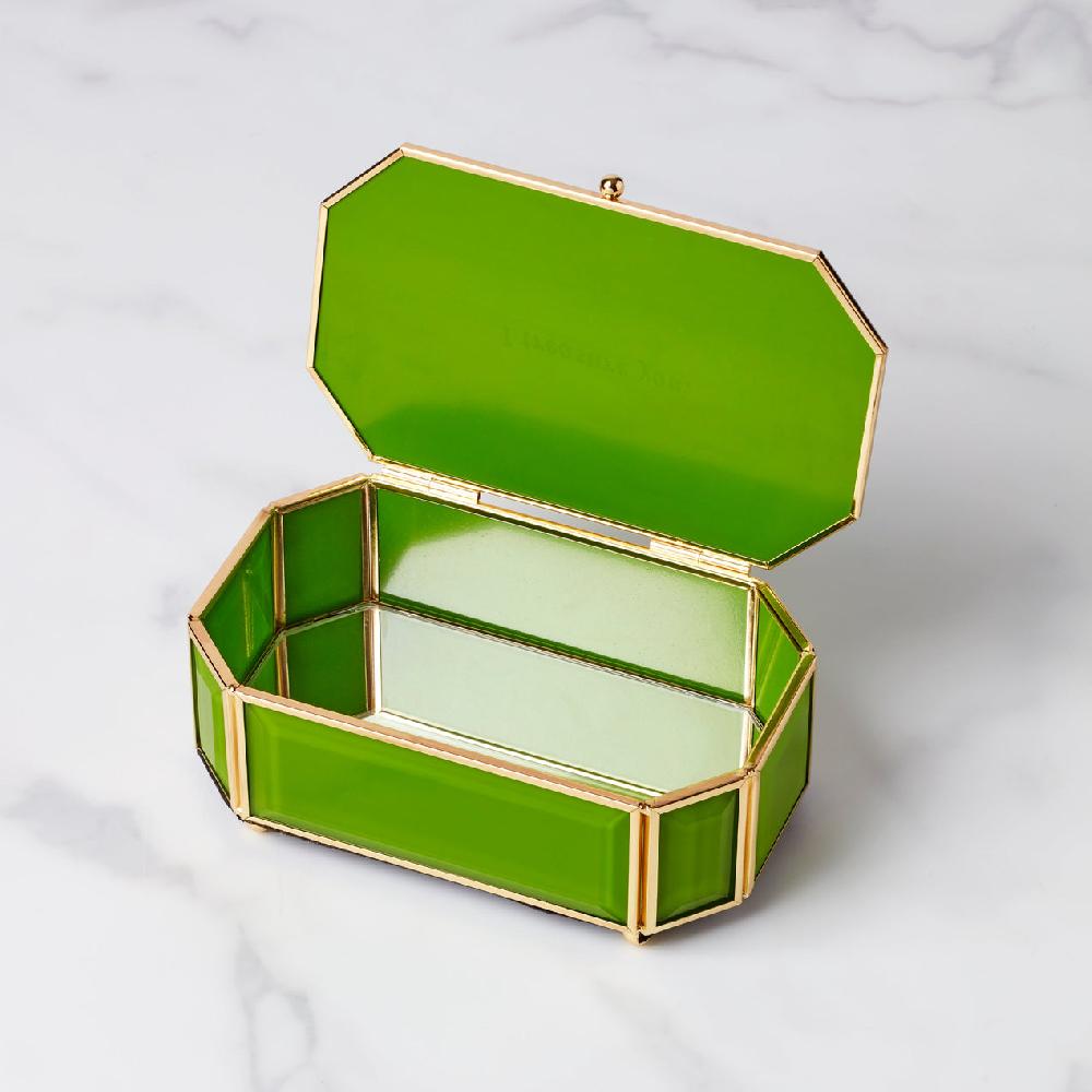 Reed & Barton "I Treasure You" Green Jewelry Box