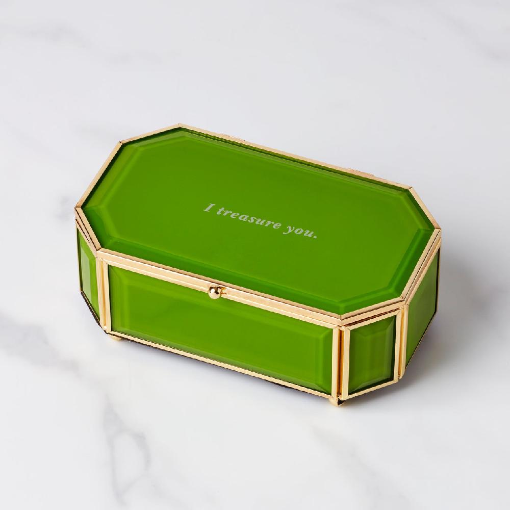 reed & barton "I Treasure You" Green Jewelry Box