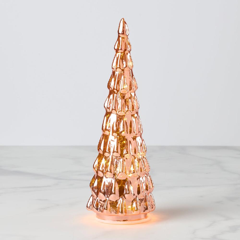 reed & barton Led Lit Amber Glass Holiday Tree