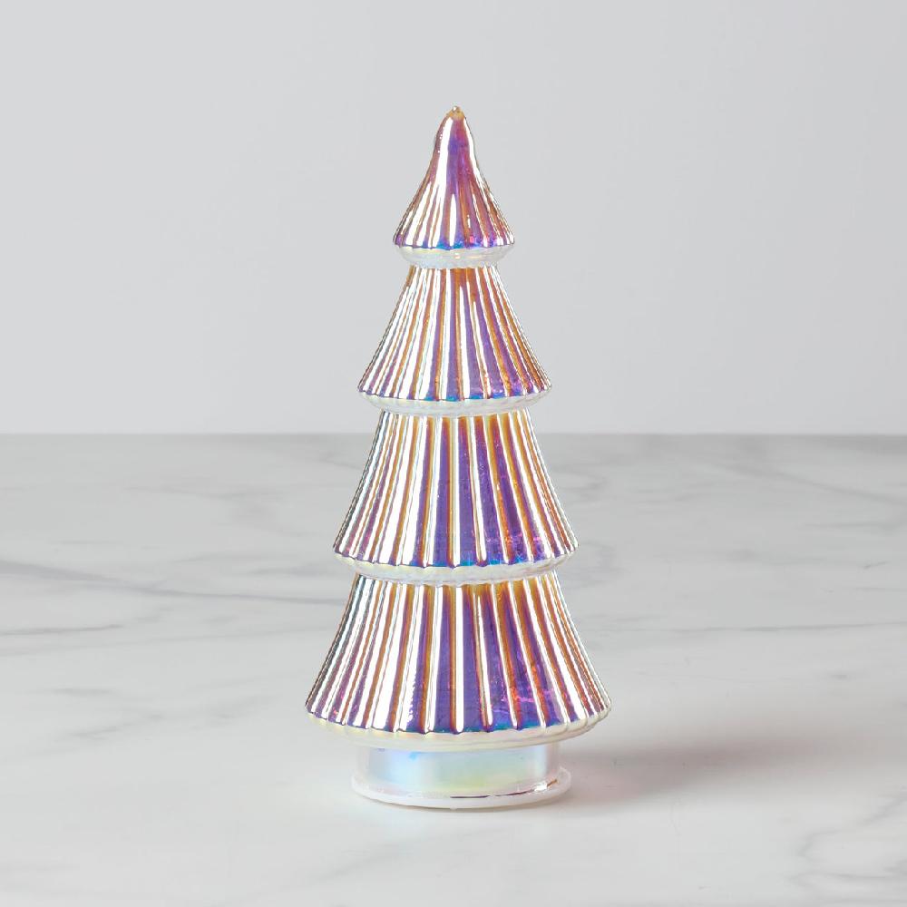 Reed & Barton LED Lit Iridescent Glass Holiday Tree