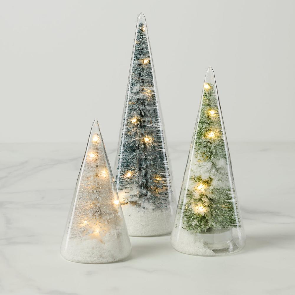 reed & barton Lit Holiday Brush Trees 3-Piece Set