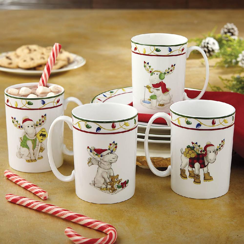 Reed & Barton Merry Marcel Moose Mugs - Set Of 4