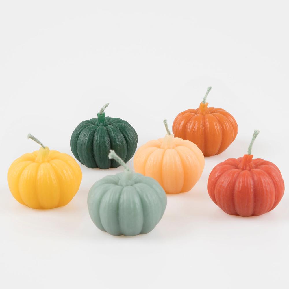 reed & barton Mini Rainbow Pumpkin Candles Set of 6