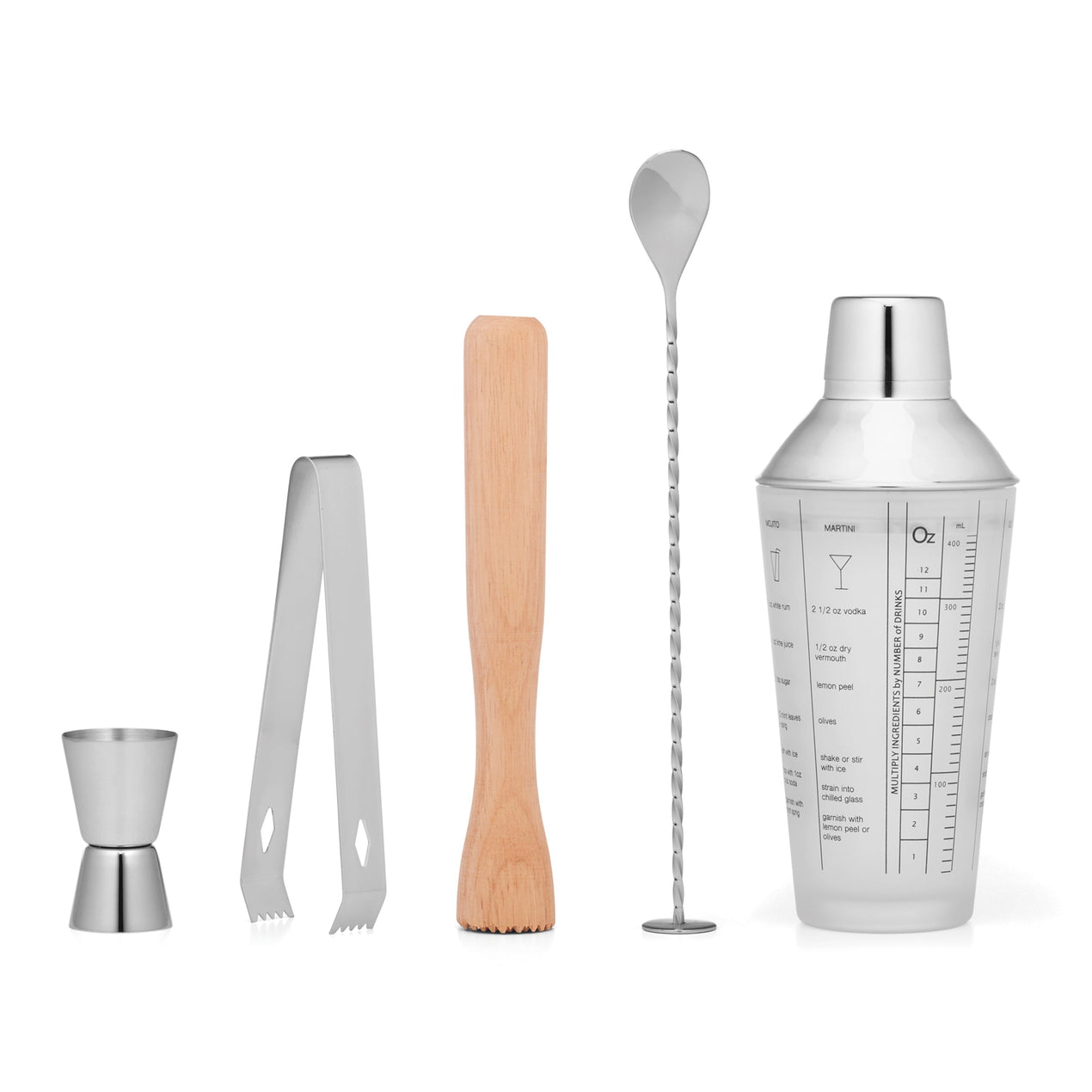 Reed & Barton Mixology Shaker Tool Set 5 Pc