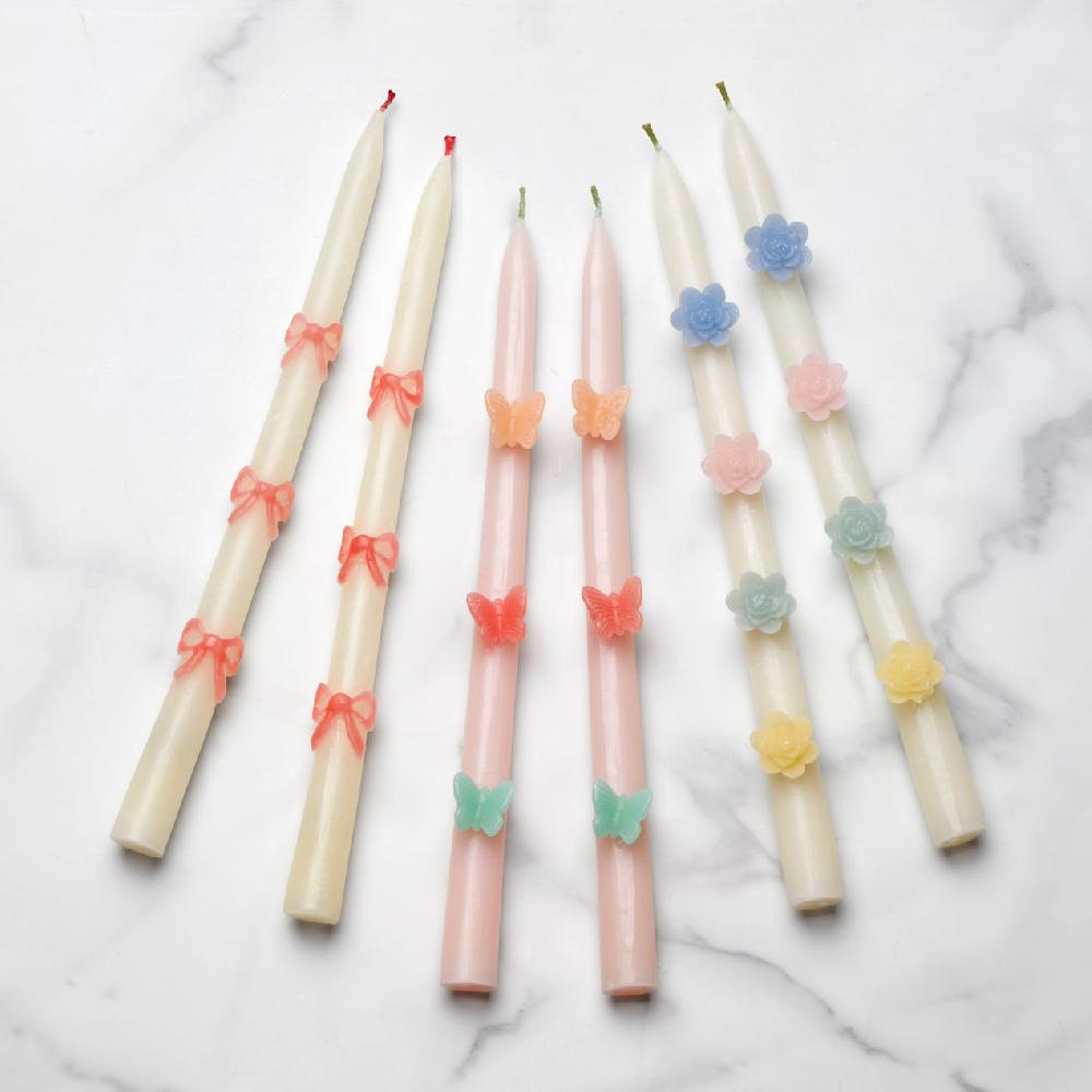 Reed & Barton Pink Bow Taper Candles