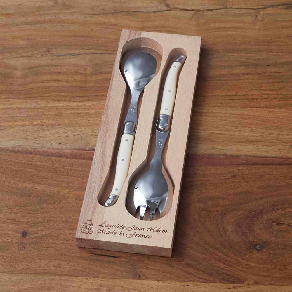 reed & barton Salad Serving Set with Wood Tray Ivory