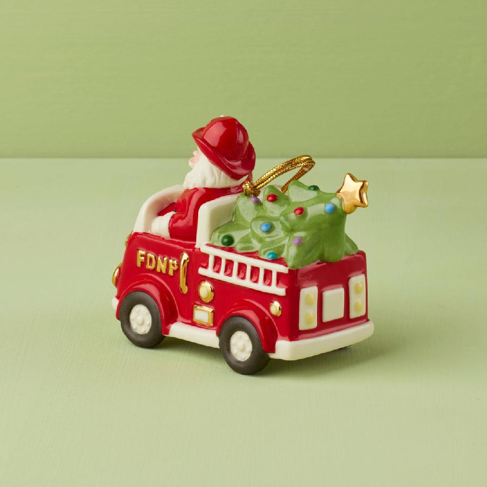 Reed & Barton Santa In Fire Truck Ornament