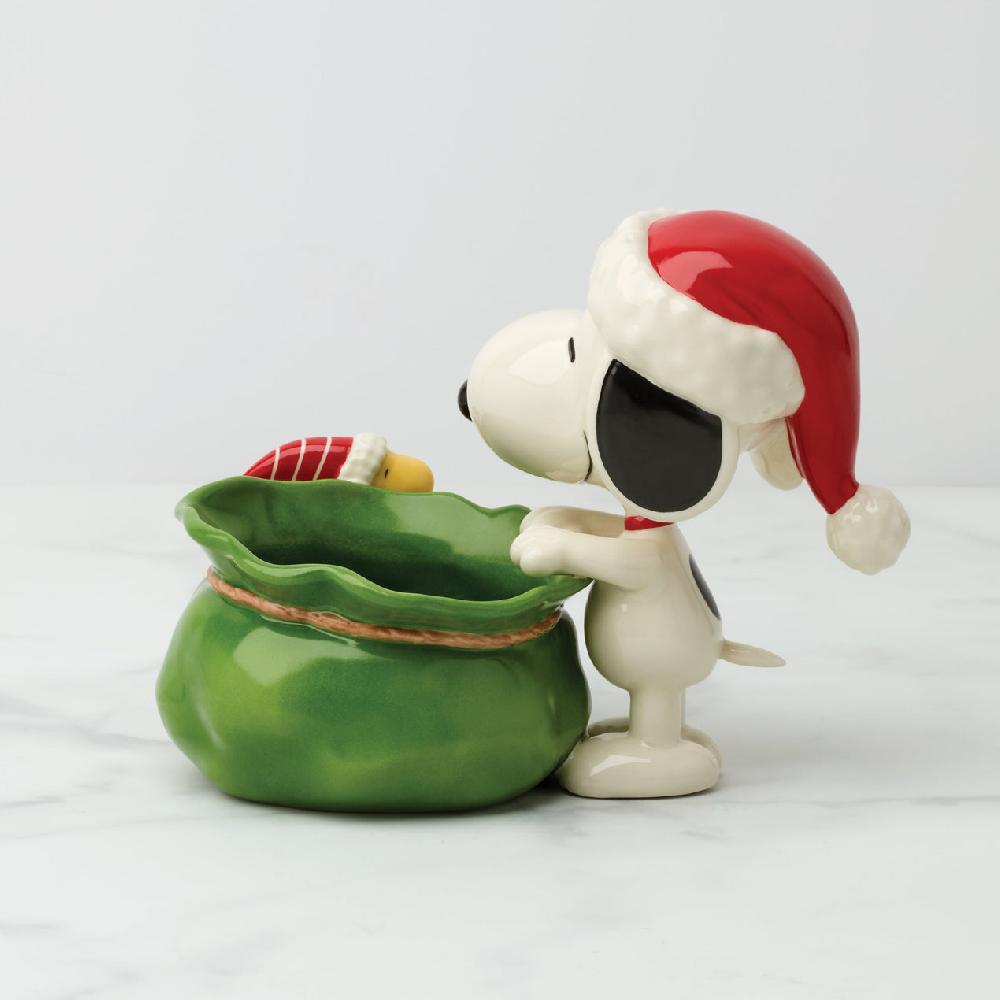 Reed & Barton Snoopy Christmas Santa Sack Candy Bowl