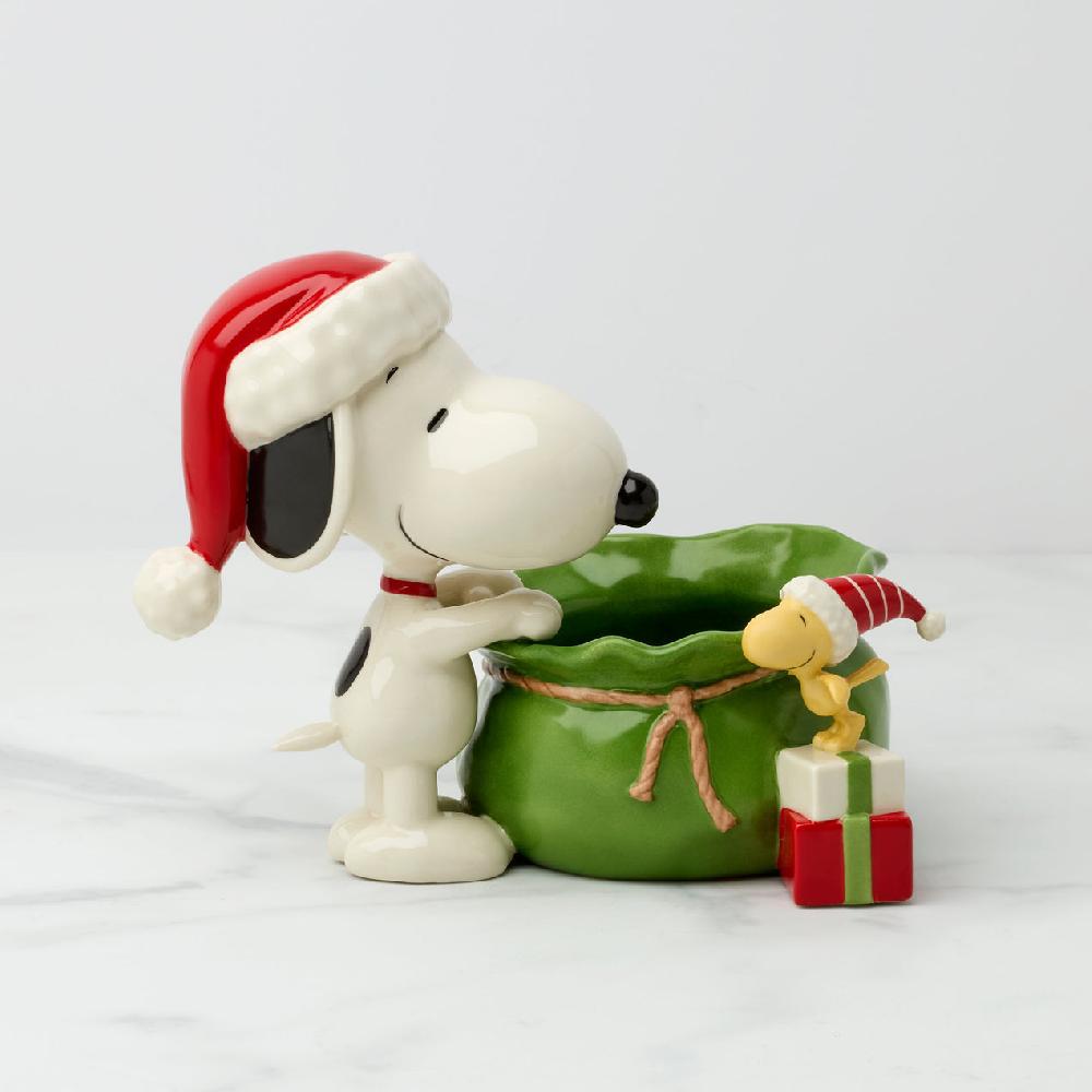 reed & barton Snoopy Christmas Santa Sack Candy Bowl