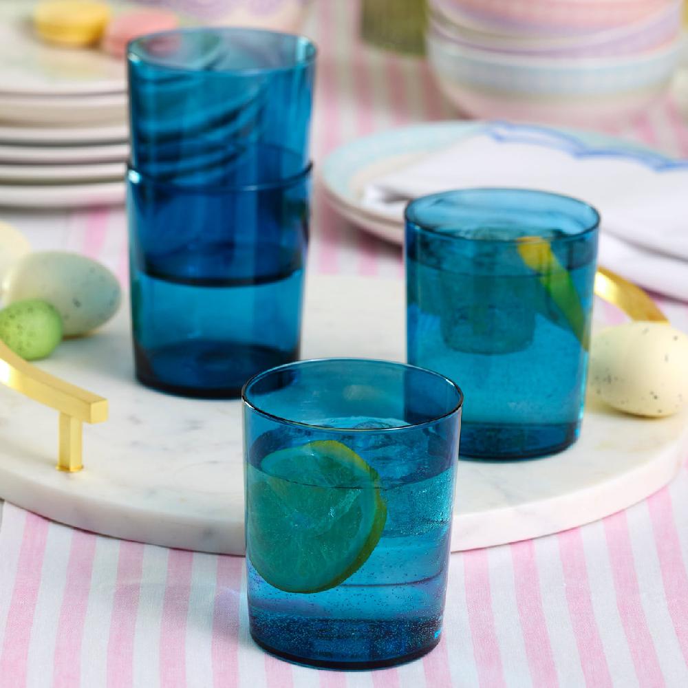 Reed & Barton Stackable Blue Tall Glasses - Set Of 6