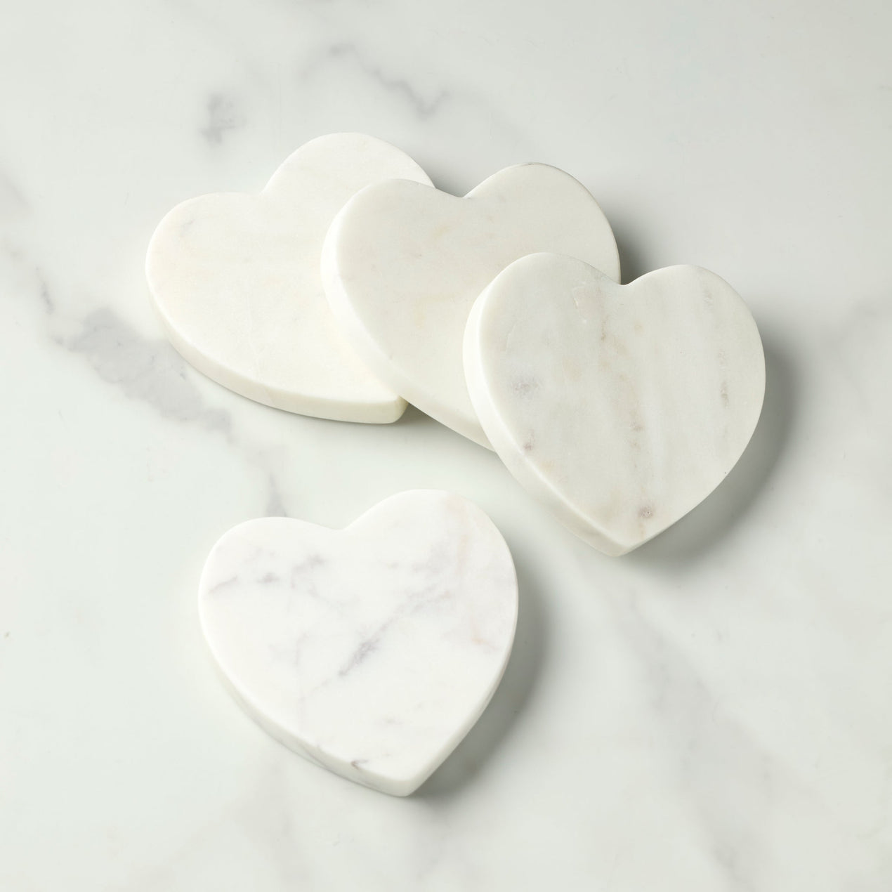reed & barton White Marble Heart Coasters - Set Of 4