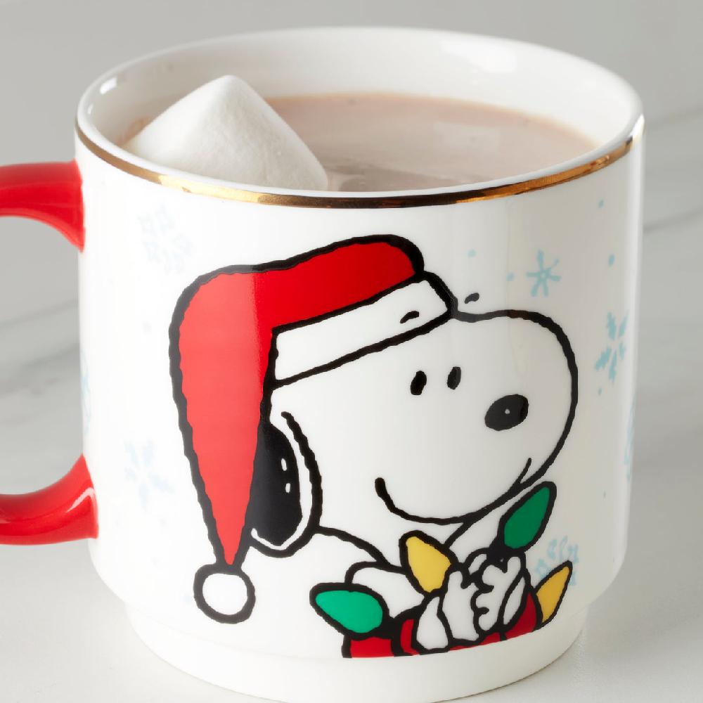 Reed & Barton Snoopy Christmas Stacking Mugs - Set Of 4