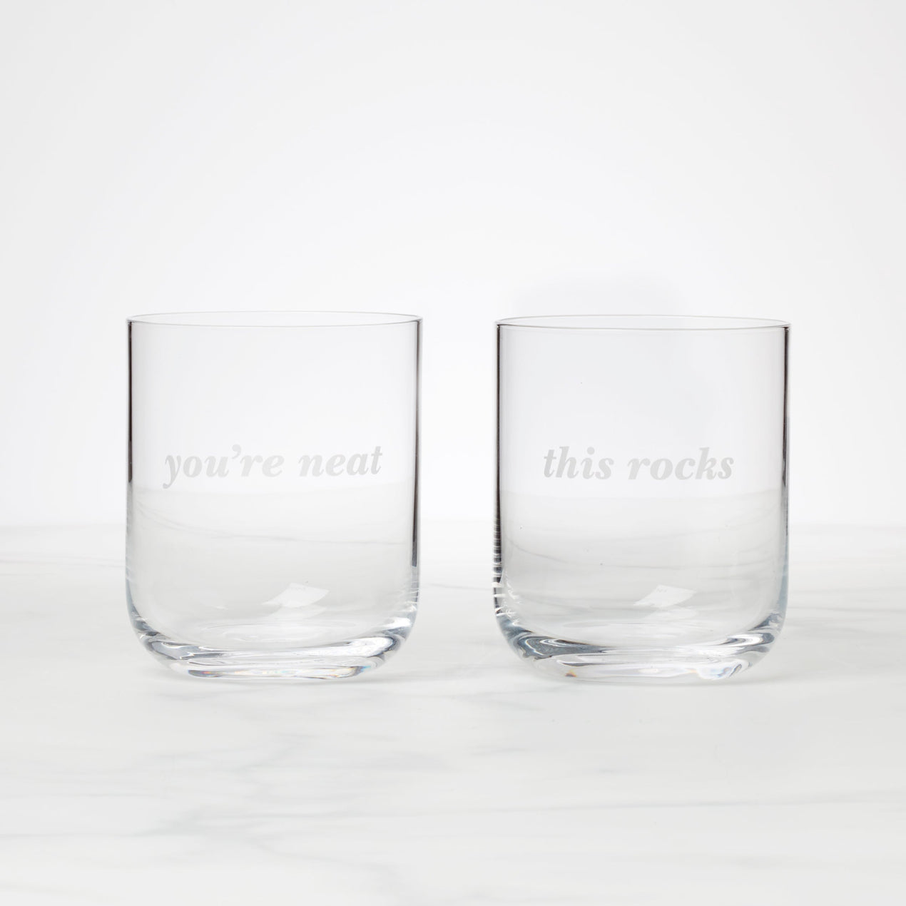 reed & barton This Rocks & You're Neat Double Old Fashion Glasses - Set Of