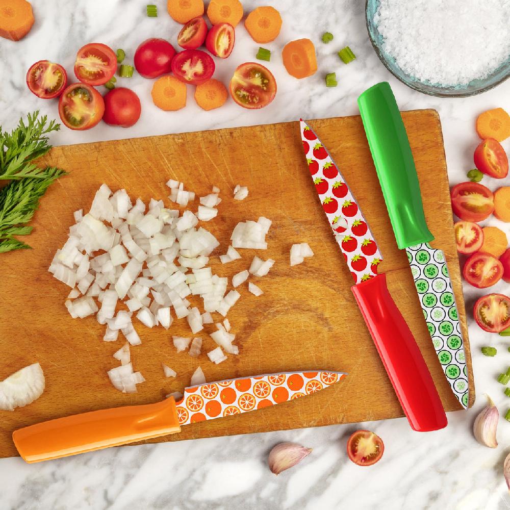 Reed & Barton Tomodachi Printed Fruit 3 Piece Paring Knives