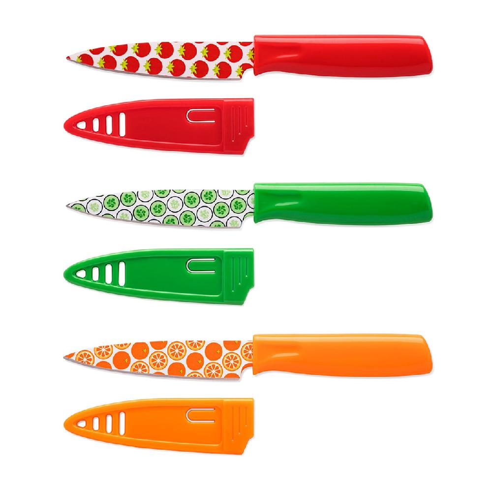 reed & barton Tomodachi Printed Fruit 3 Piece Paring Knives