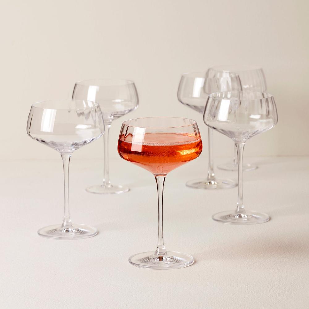 Reed & Barton Tuscany Classics Angled Optic Coupe Glasses - Set Of 6