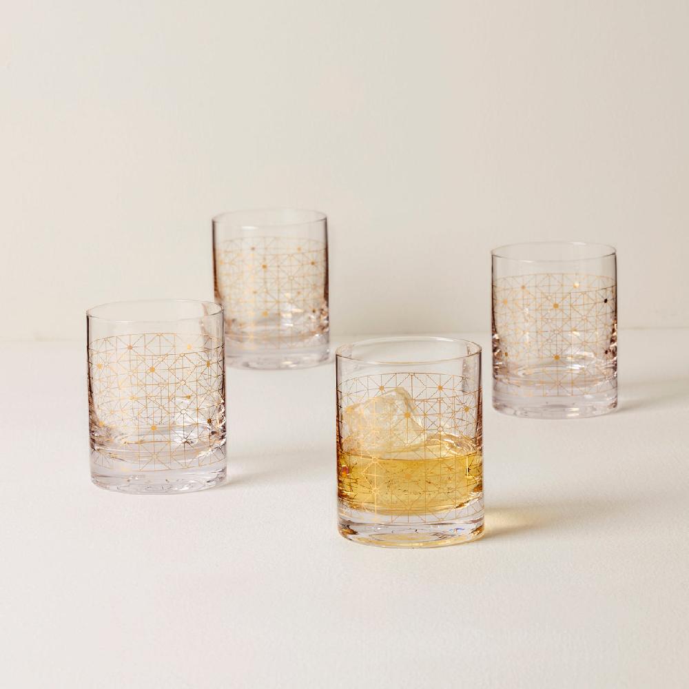 Reed & Barton Tuscany Classics Gold Dust Double Old Fashion Glasses - Set