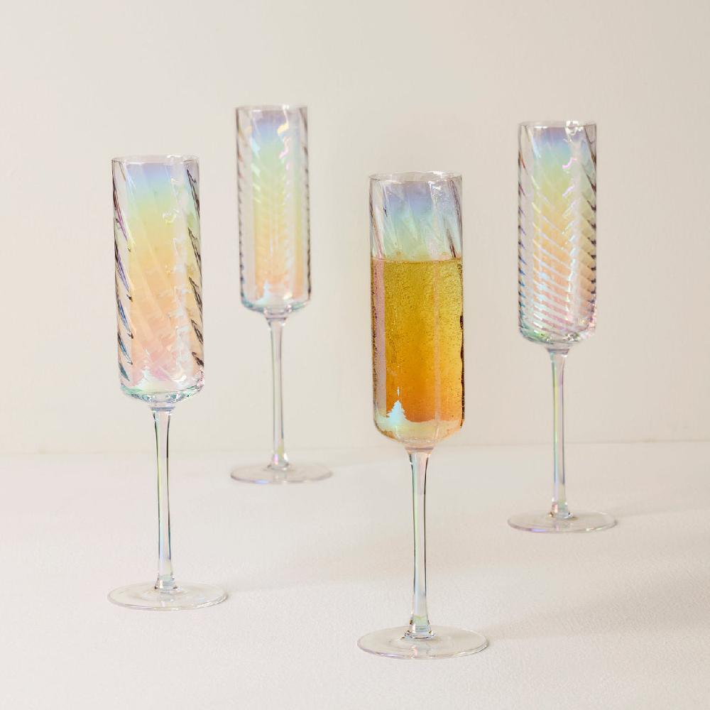 Reed & Barton Tuscany Classics Iridescent Flute Glasses - Set Of 4