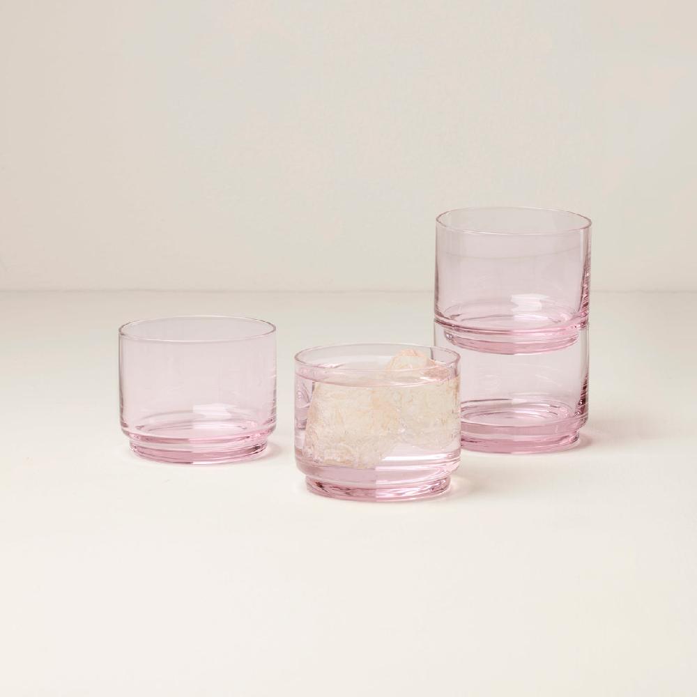 Reed & Barton Tuscany Stackable Blush Short Glasses - Set Of 4