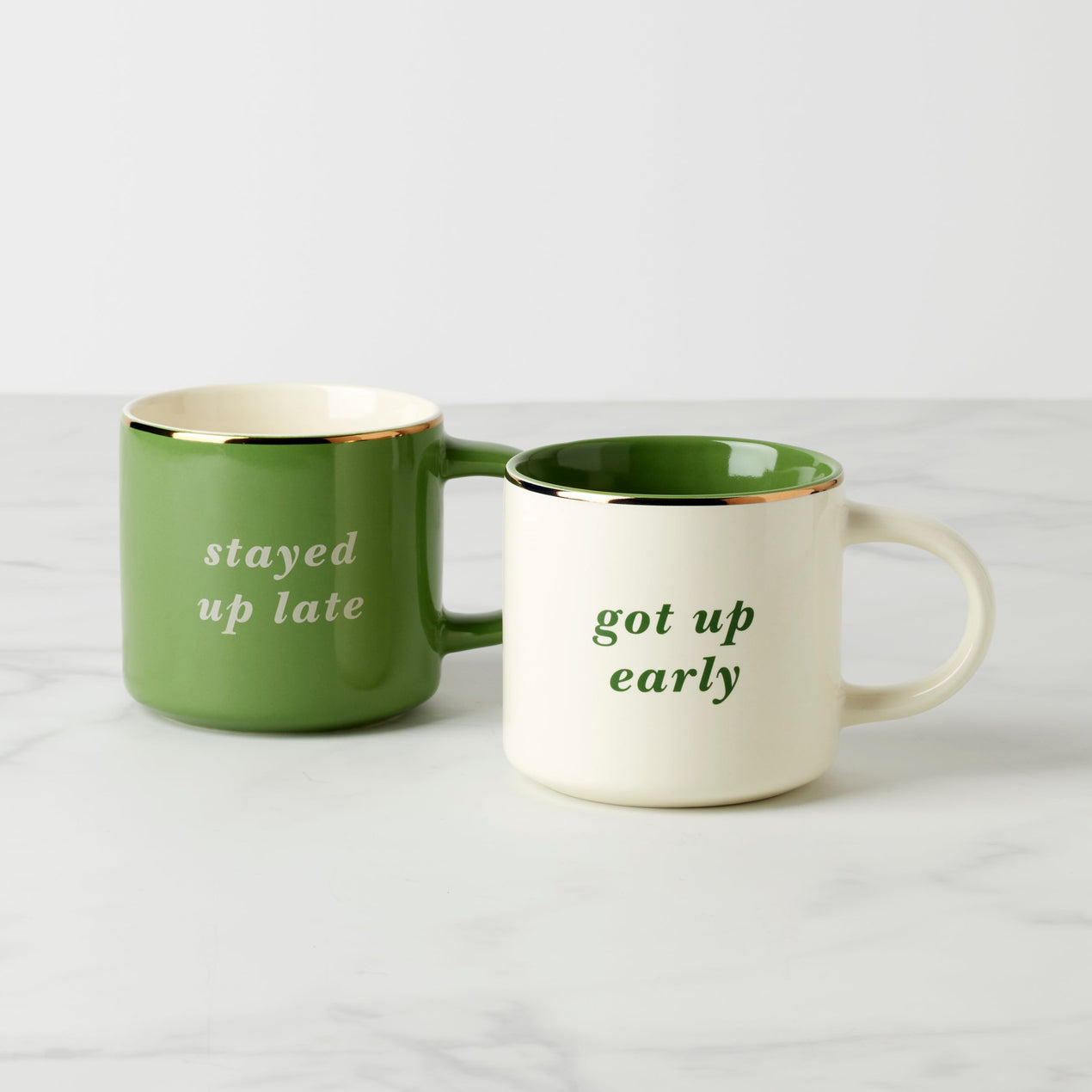 reed & barton Two of a Kind Got Up Early & Stayed Up Late Mugs - Set of 2