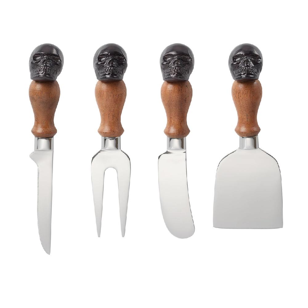 reed & barton Vintro Halloween Skull Mirror 4 Piece Cheese Set